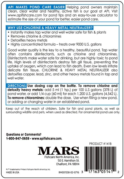 API Pond Chlorine & Heavy Metal Neutralizer 2 API Pond Chlorine & Heavy Metal Neutralizer - Image 2