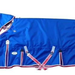 Derby Originals 1200D Ripstop Waterproof Nylon Horse Turnout Blanket & Hood, Navy Blue w/ Red/White Trim