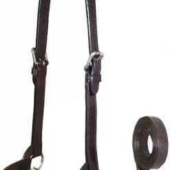 Derby Originals Premium Flat Fancy Stitch Leather Cattle Show Halter & Chain Lead