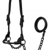 Derby Originals Premium Round Rolled Leather Cattle Show Halter & Chain Lead, Black