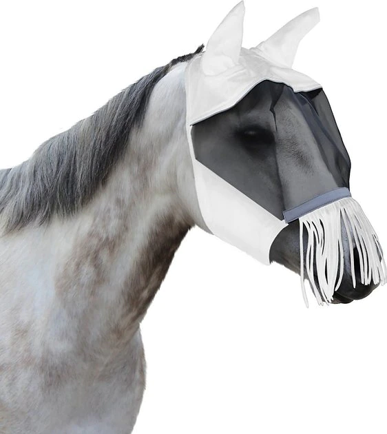 Derby Originals Reflective Horse Fly Mask w/ Ear & Nose Fringe 1 Derby Originals Reflective Horse Fly Mask w/ Ear & Nose Fringe
