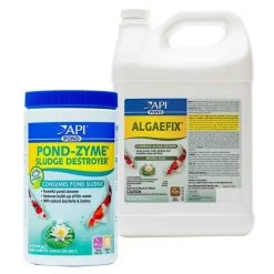API Pond Algaefix Algae Control Solution, 1-gal bottle & API Pond-Zyme Sludge Destroyer Pond Sludge Remover, 16-oz bottle