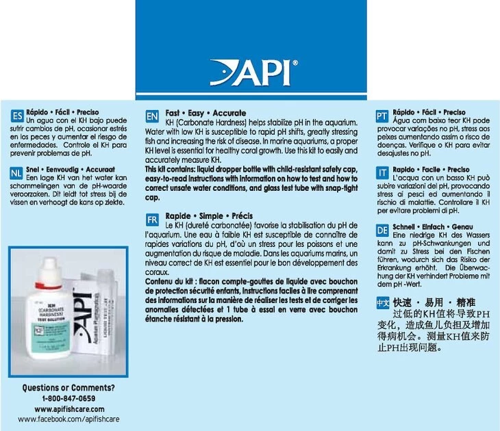 API KH Carbonate Hardness Fresh & Salt Water Aquarium Test Kit 2 API KH Carbonate Hardness Fresh & Salt Water Aquarium Test Kit - Image 2