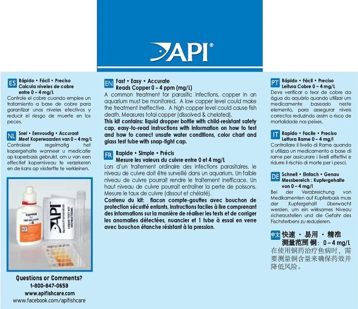 API Copper Cu+ Freshwater & Saltwater Aquarium Test Kit 2 API Copper Cu+ Freshwater & Saltwater Aquarium Test Kit - Image 2